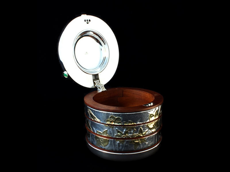 Jewel Box - 925 Silver, Mahogany, Semi Precious Stones, 2005 - 150mmØ x 125mm